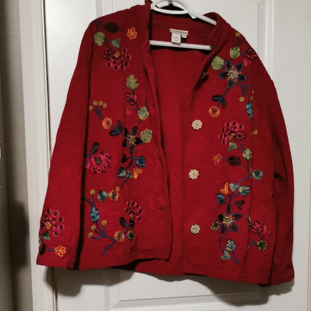 Coldwaterβ Creek Red Embroidered Blazer